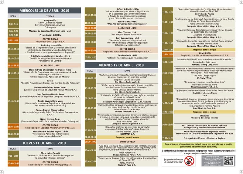 Programa preliminar Seminario Seguridad Minera