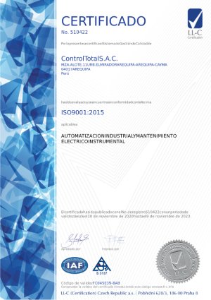 La certificación de su sistema de gestión de calidad bajo estándares de la norma ISO 9001:2015.